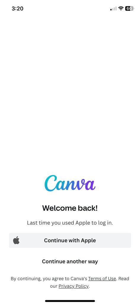 Sign up or log in Canva