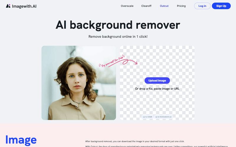 imagewith.ai Outcut Feature for Background Removal - Step 1