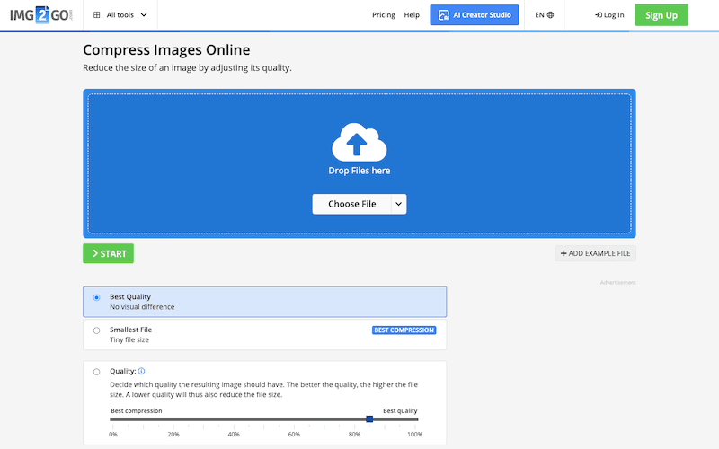 Online Image Compression with img2go - Step 1