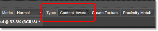 Select content-aware on the type option