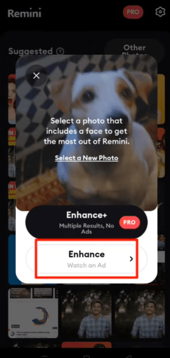 Upload Image and Go to Enhance Tool