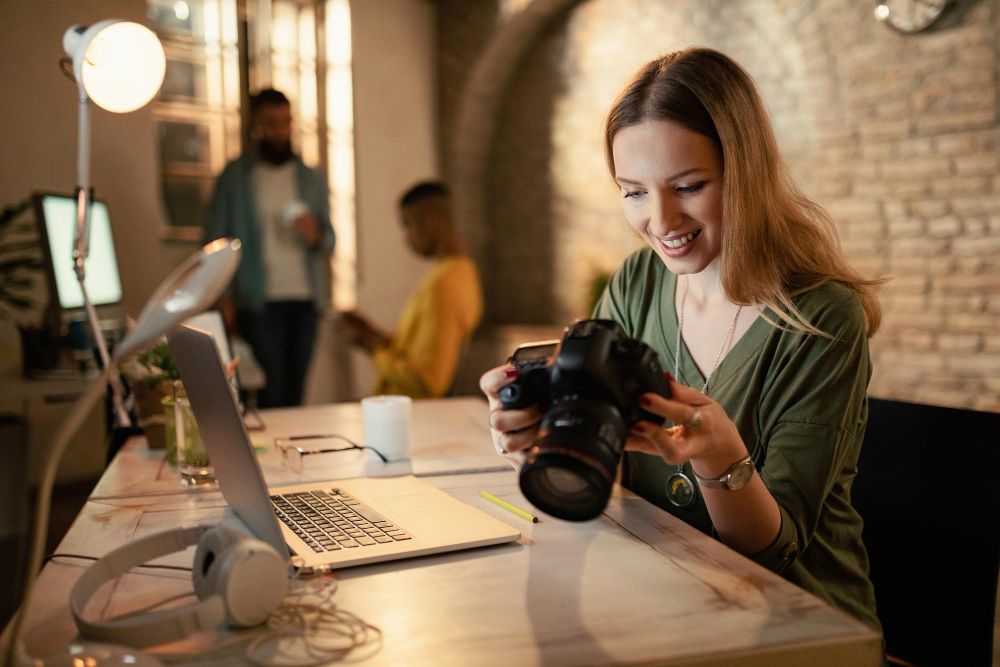 Photographer Refining Images Post-Background Removal - Adjusting Visual Elements for Enhanced Polished Appearance