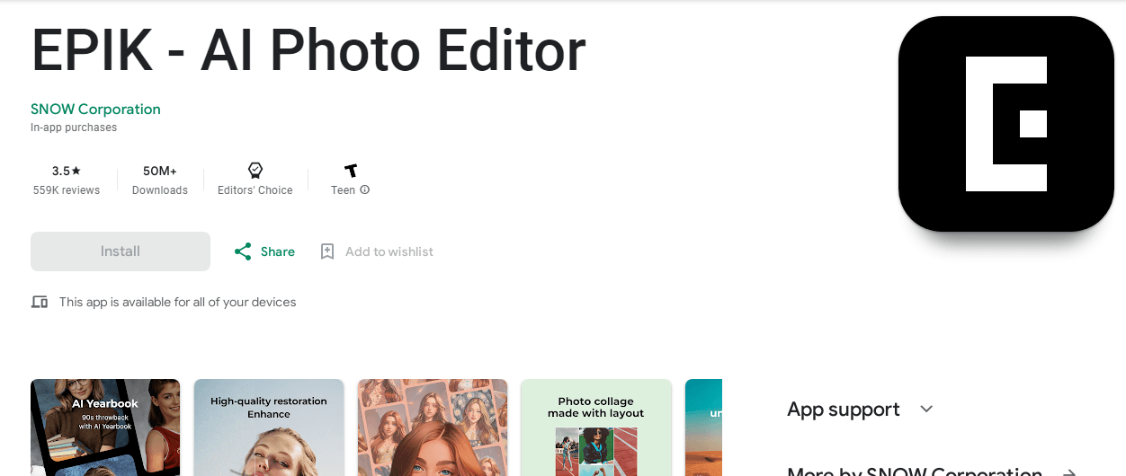 Epik - User-Friendly AI Photo Editor with Fun Filters for Mobile