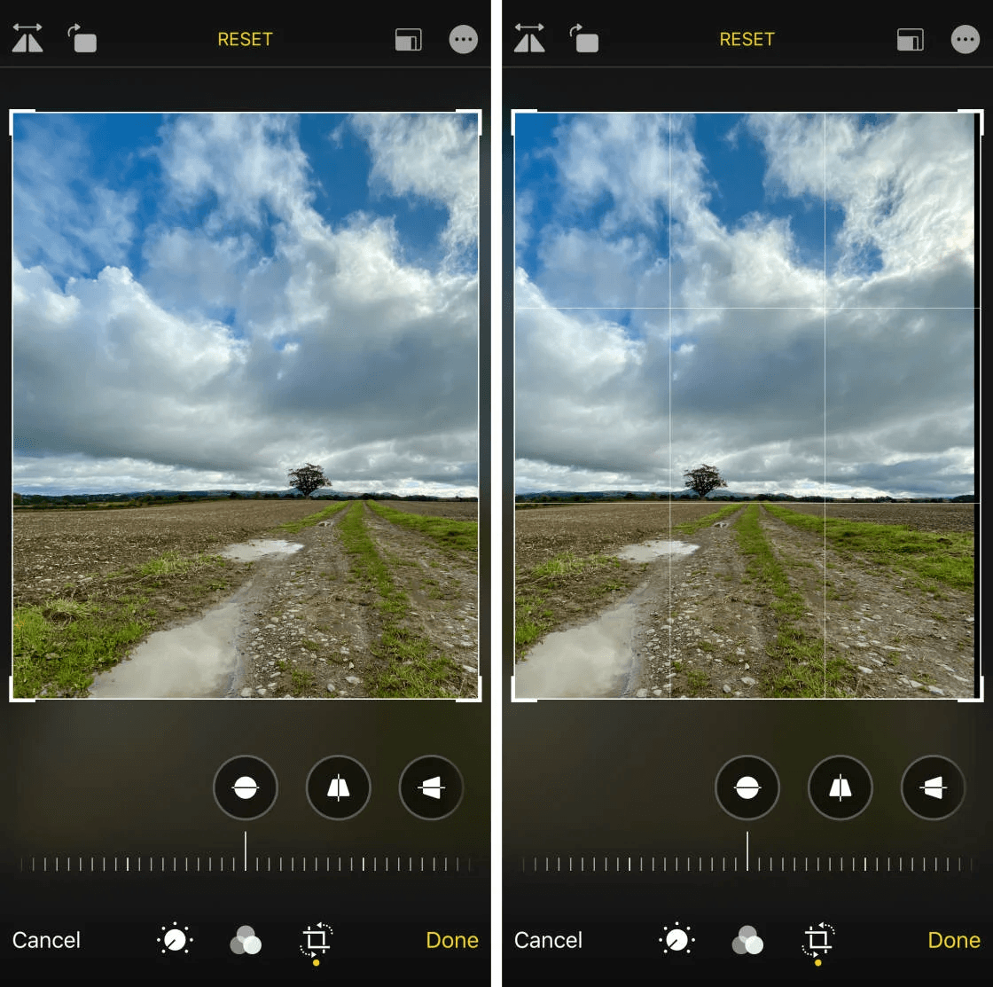  Fit the rectangle into the chosen region to crop your photo manually