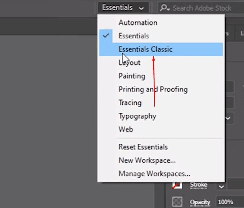 Click on Essentials Classic