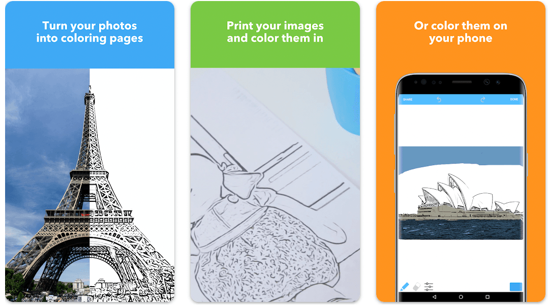 The page that shows how to turn a photo into a coloring page in Colorscape