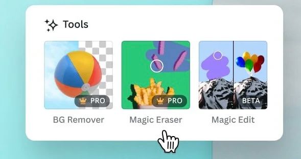 Select the magic eraser tool from the photo editor
