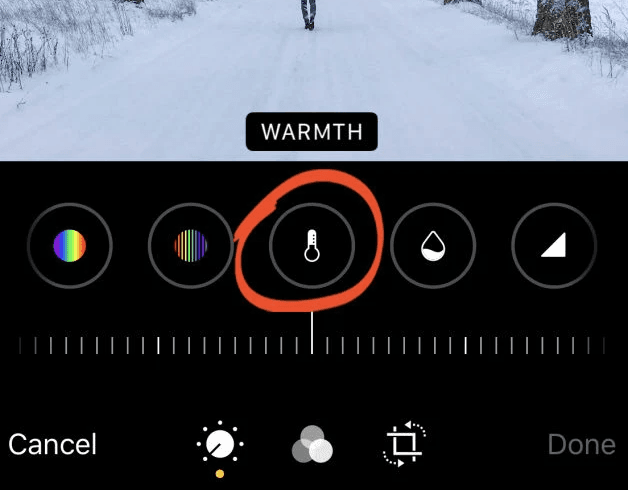 Select the Warmth icon