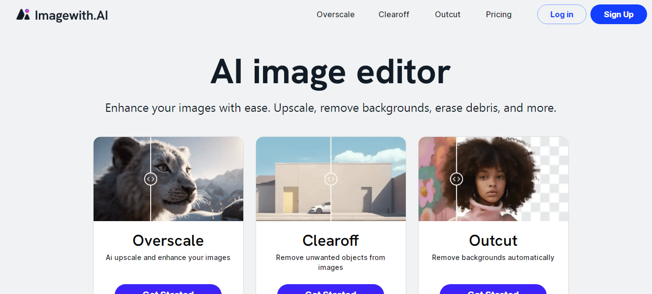 Imagewith.ai is an AI photo editor