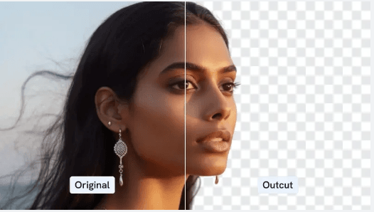 The picture before and after using Imagewith.ai’s Outcut