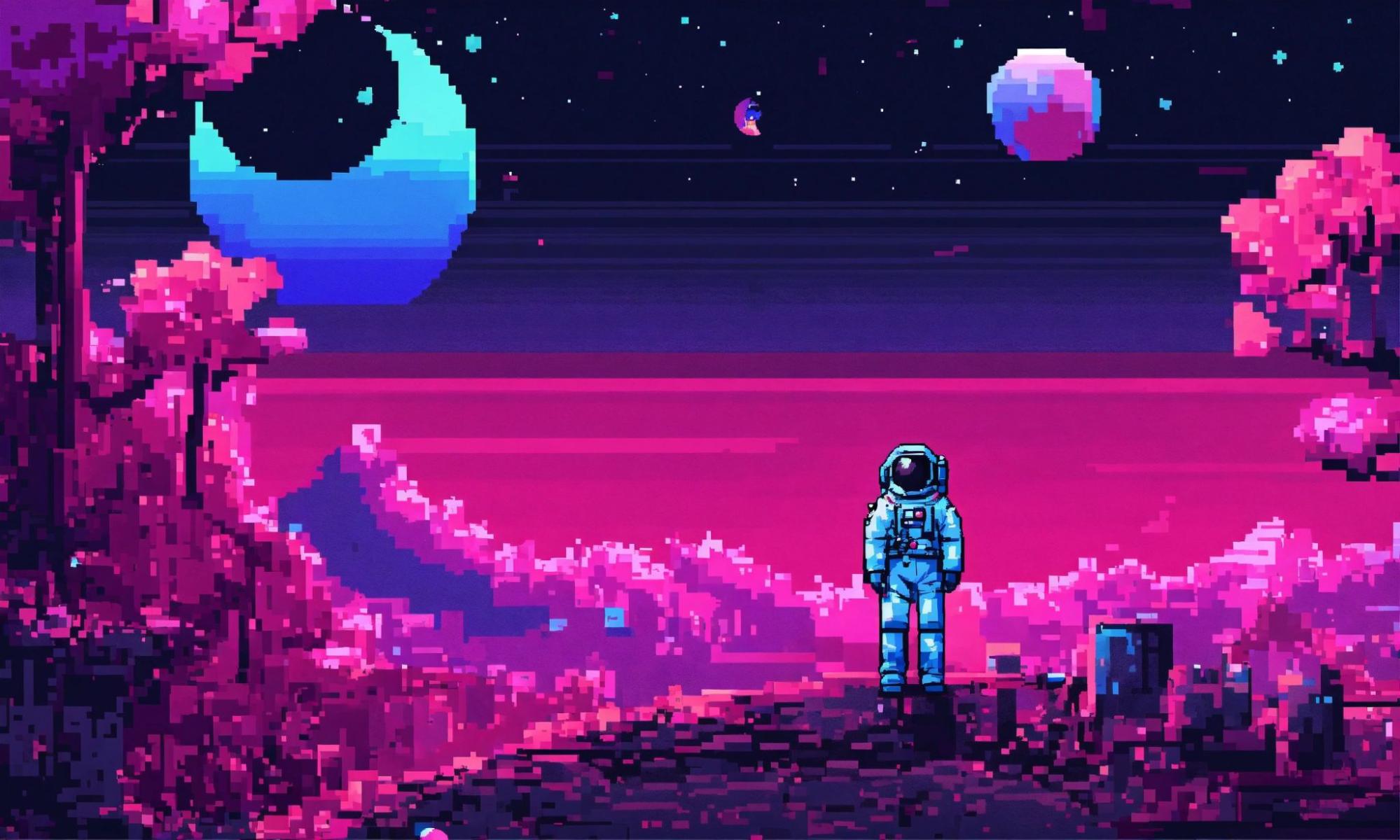 Pixel Art Example of a Spaceman