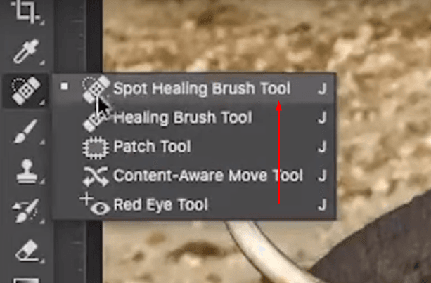 Click on Spot Healing Brush Tool