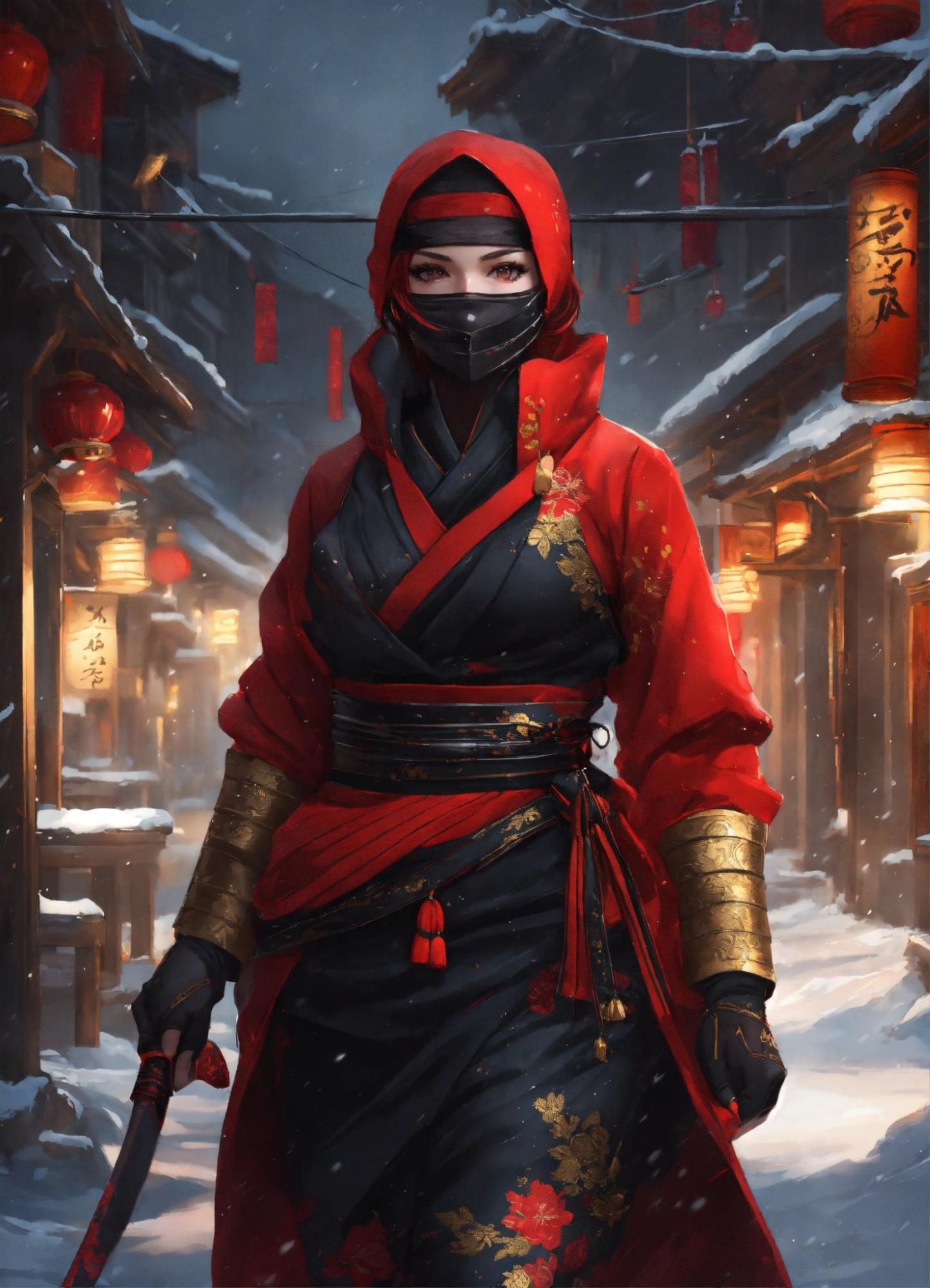 Mysterious beautiful kunoichi ninja