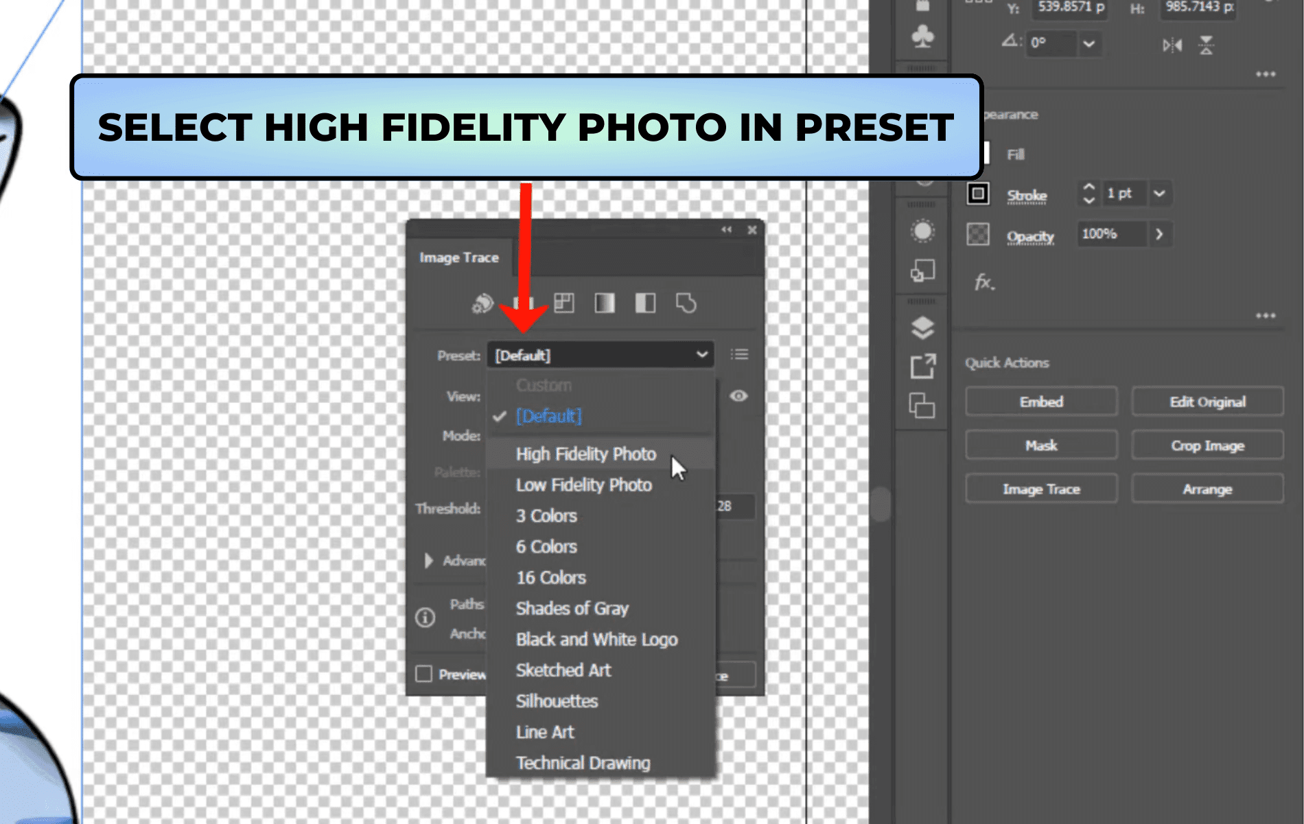 Select High Fidelity Photo in Preset