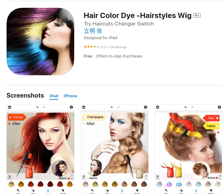 Hair Color Dye - Hair Editing and Coloring App