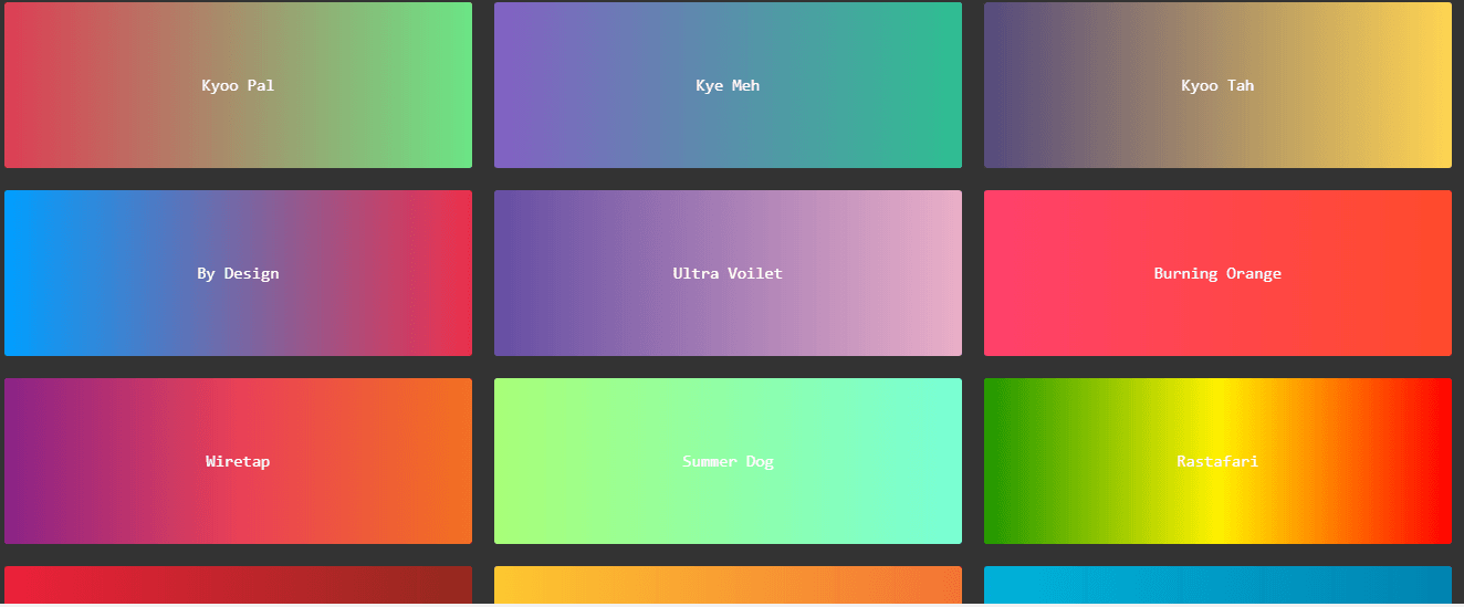 Various options of colors