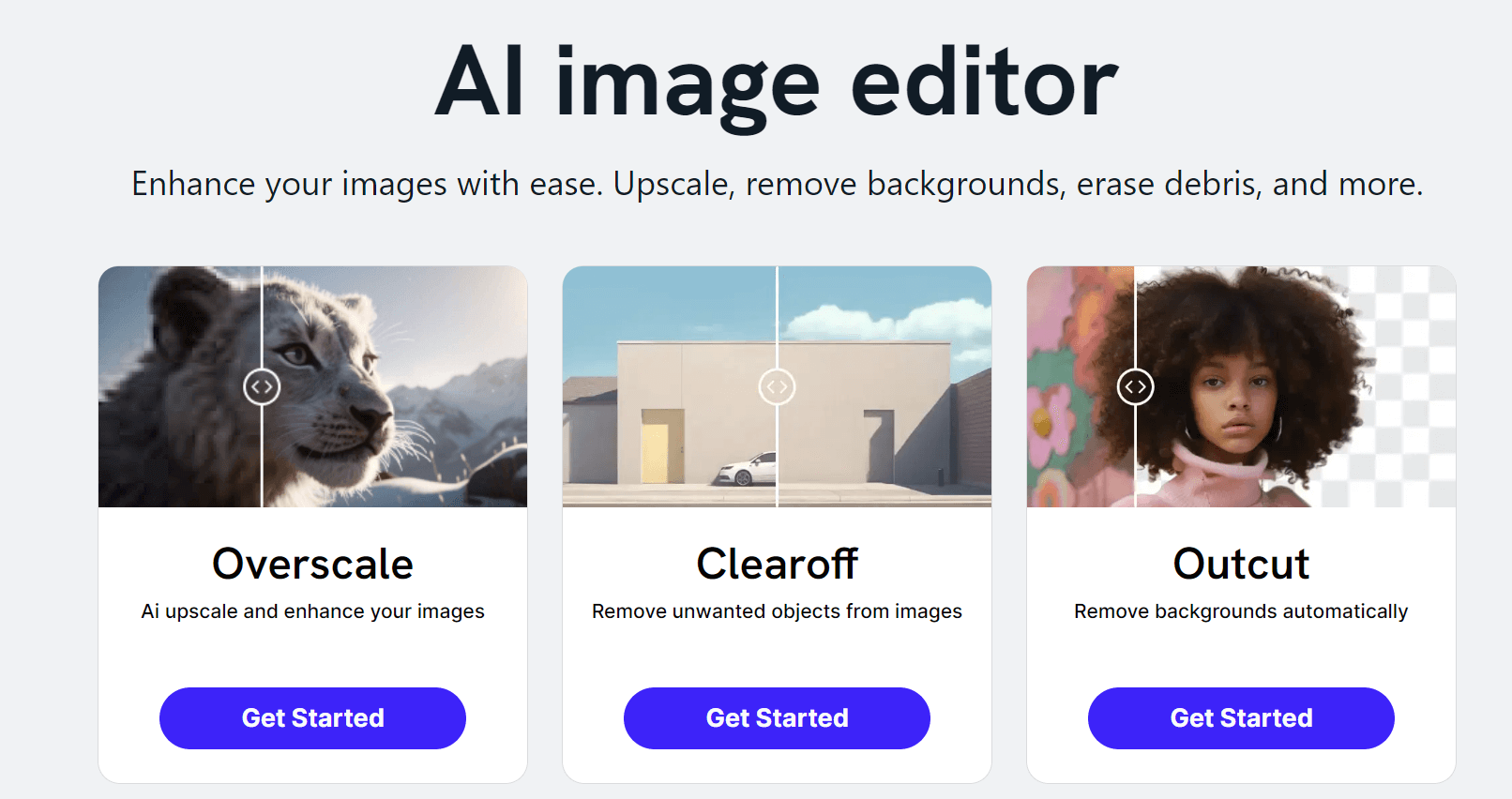 The interface of Imagewith.AI