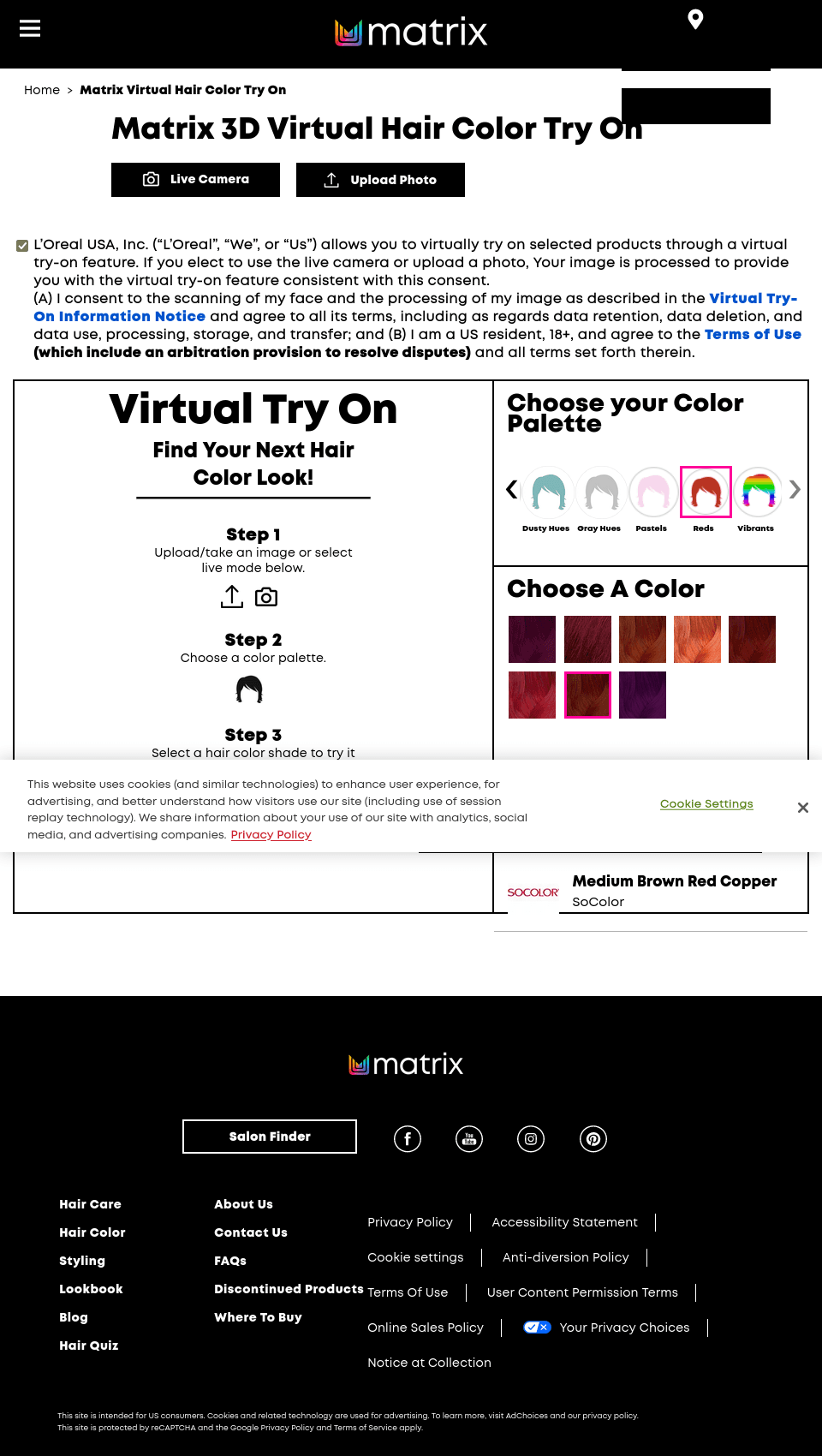 Matrix 3D Virtual Hair Color Try On - Professional Hair Color Simulator