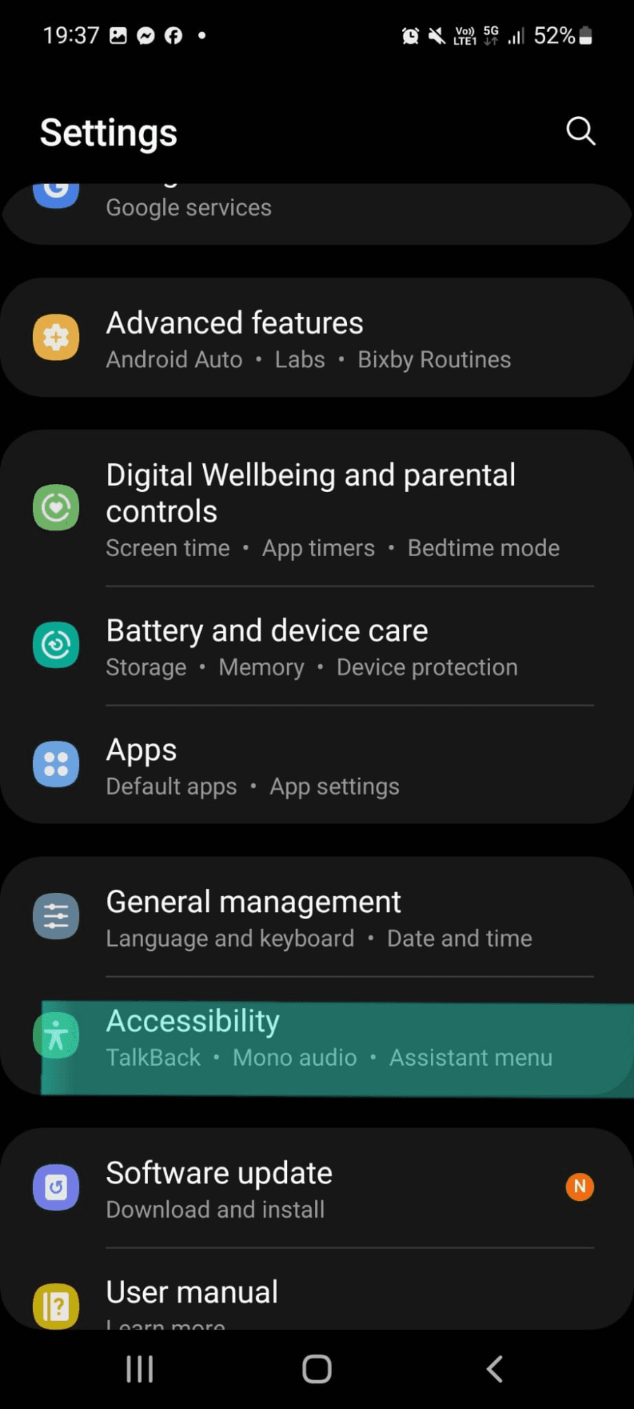 Go to  Settings and choose Accessibility