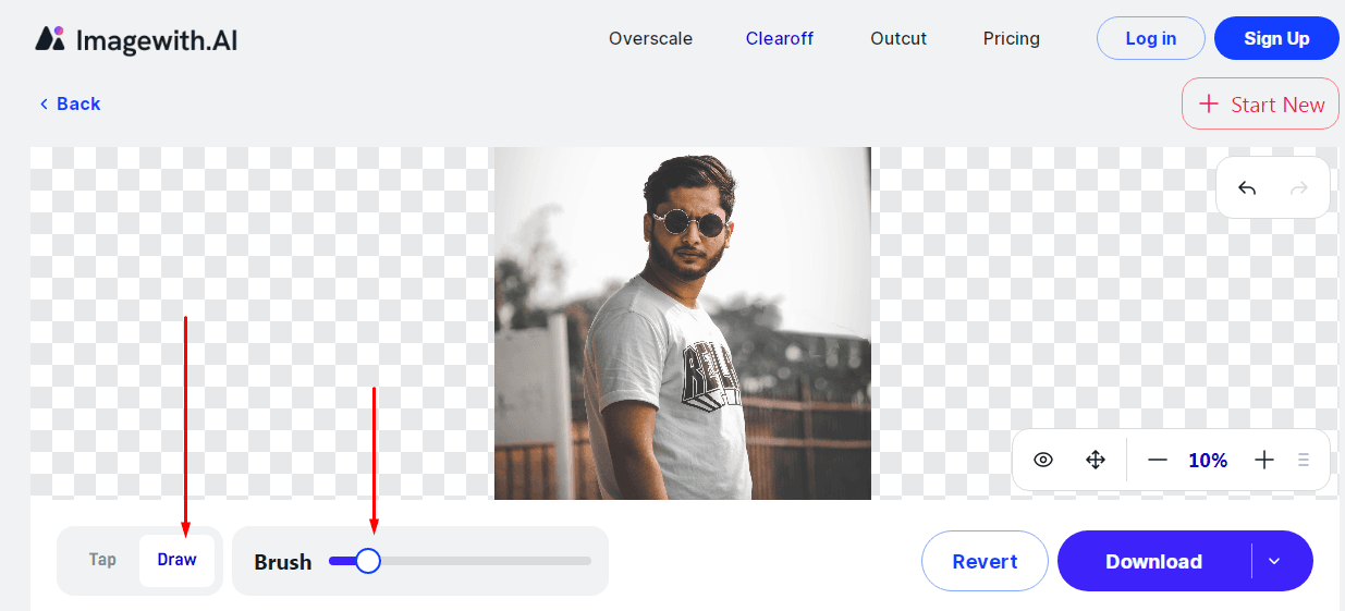 Step 2 of using Imagewith.ai, showing the ‘Upload Image’ button for uploading the image to be edited