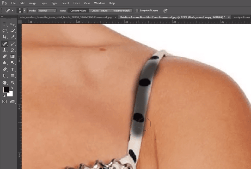 Using Photoshop's Spot Healing Brush to Edit and Remove Part of a Dress