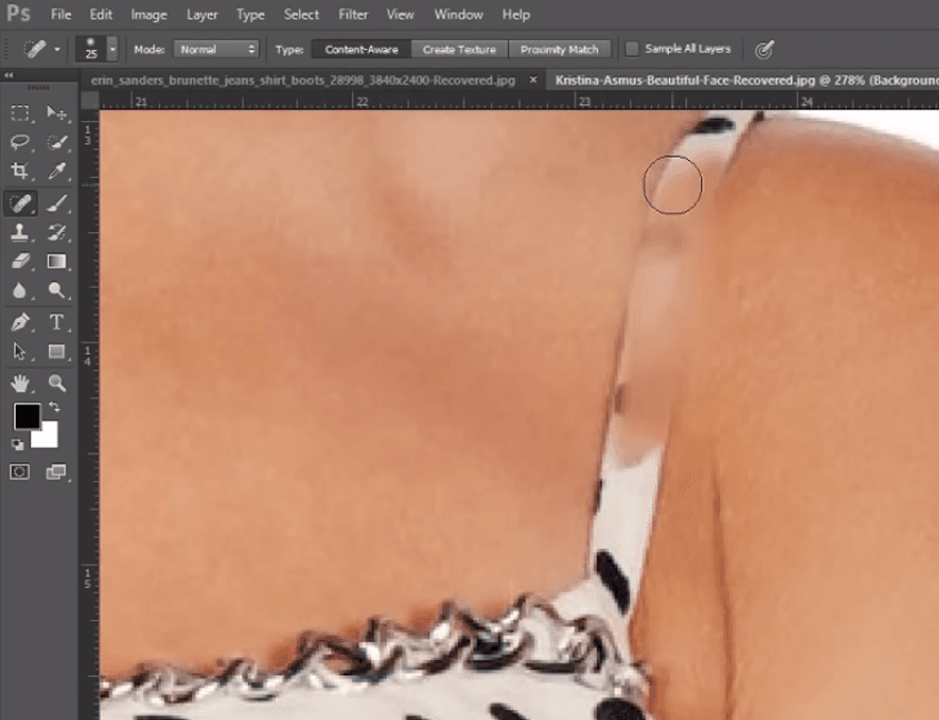Photoshop Process - Removing a Dress Strap with the Spot Healing Brush Tool