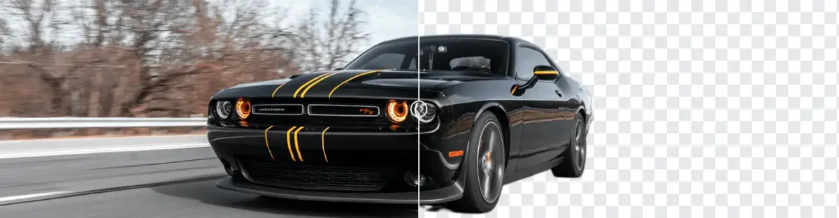 An image showcasing a car with the background removed through editing.