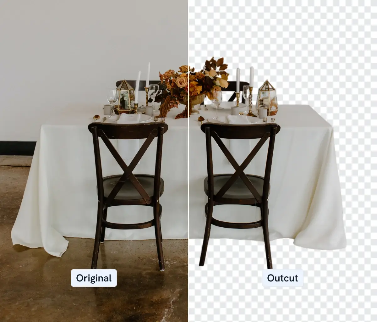 An image displaying home furniture with the background removed through editing.
